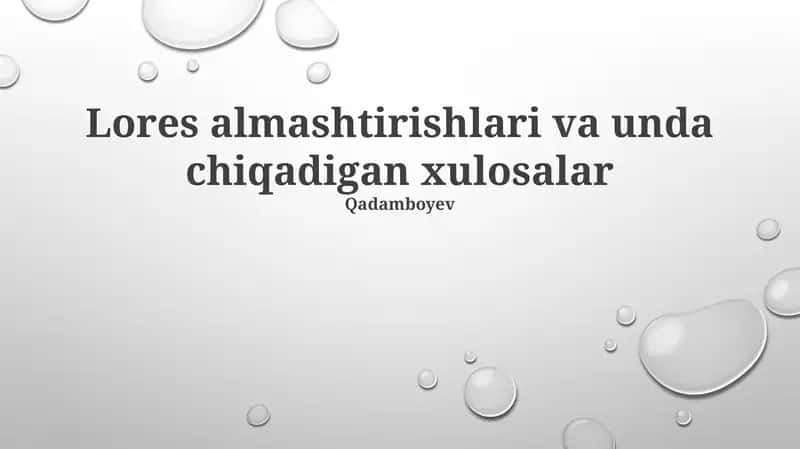 Logistik almashinuvlari 1