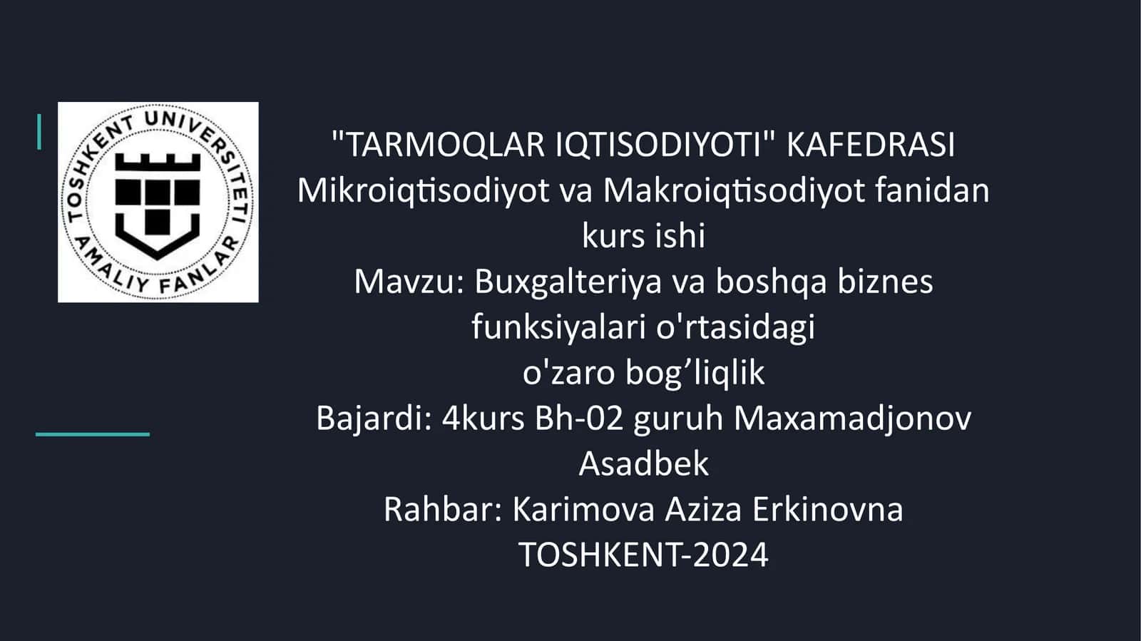 Tarmoqlar Iqtisodiyoti Kafedrasi 1