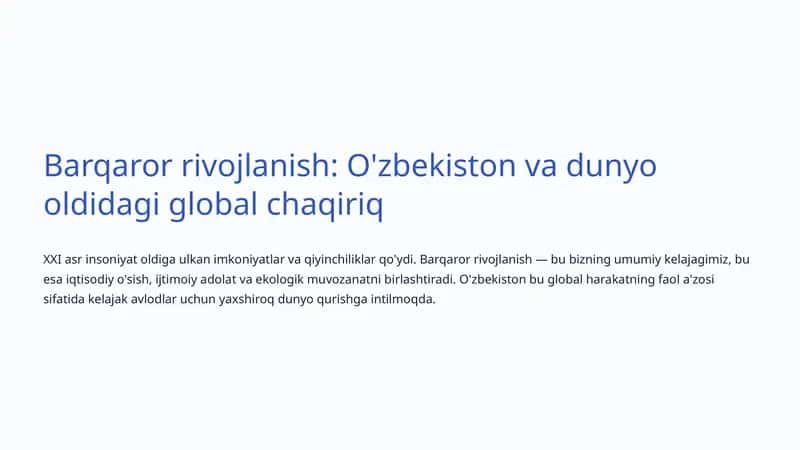 Barqaror rivojlanish 1