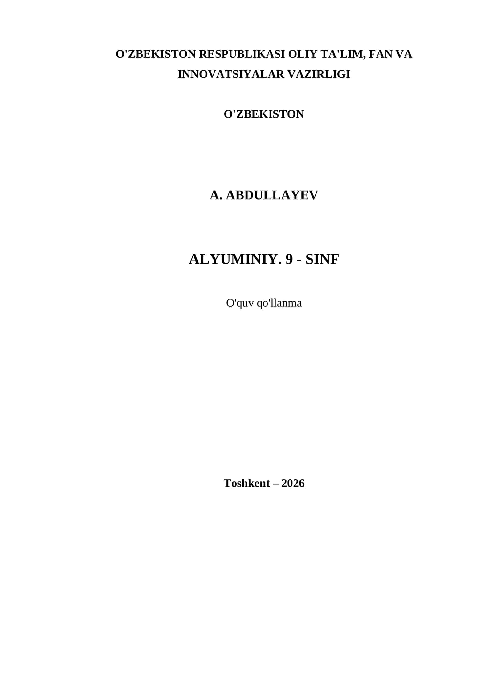 ALYUMINIY. 9 - SINF 1