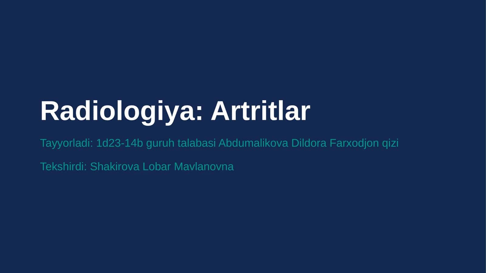 Radiologiya:Artritlar 1