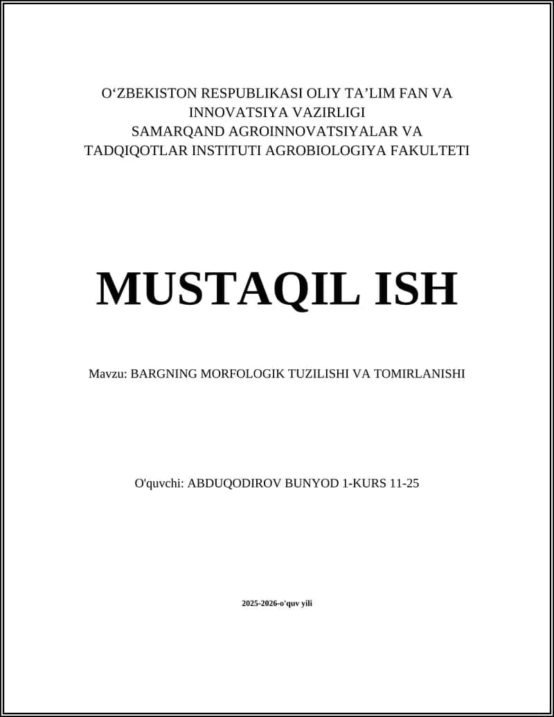 BARGNING MORFOLOGIK TUZILISHI VA TOMIRLANISHI 1