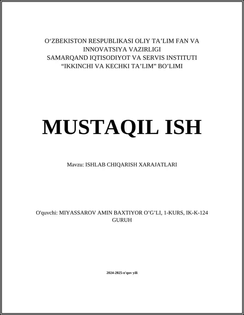 Ishlab Chiqarish Quvvatlari 1