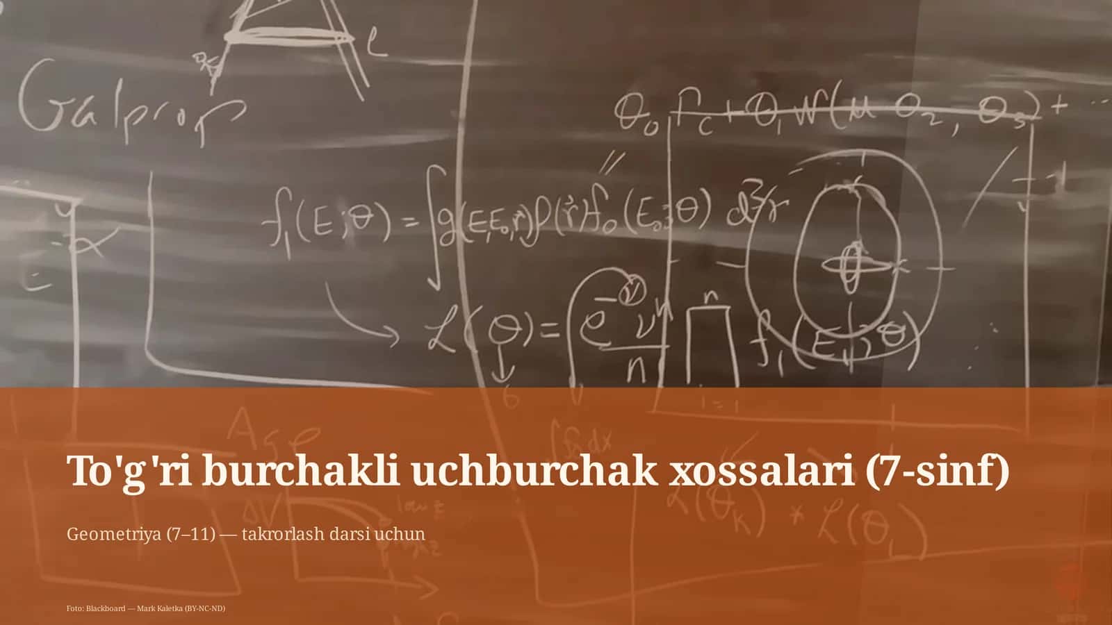 To'g'ri burchakli uchburchak xossalari (7-sinf) 1