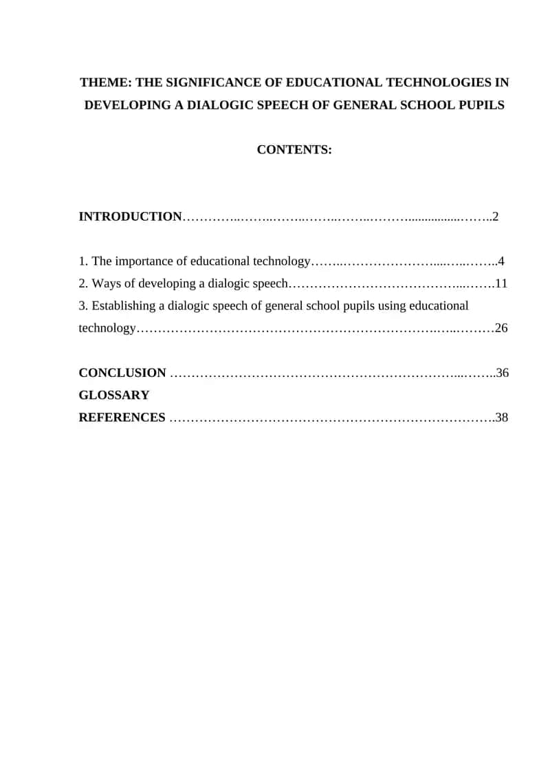 Educational Technologies in Developing Dialogic Speech 1