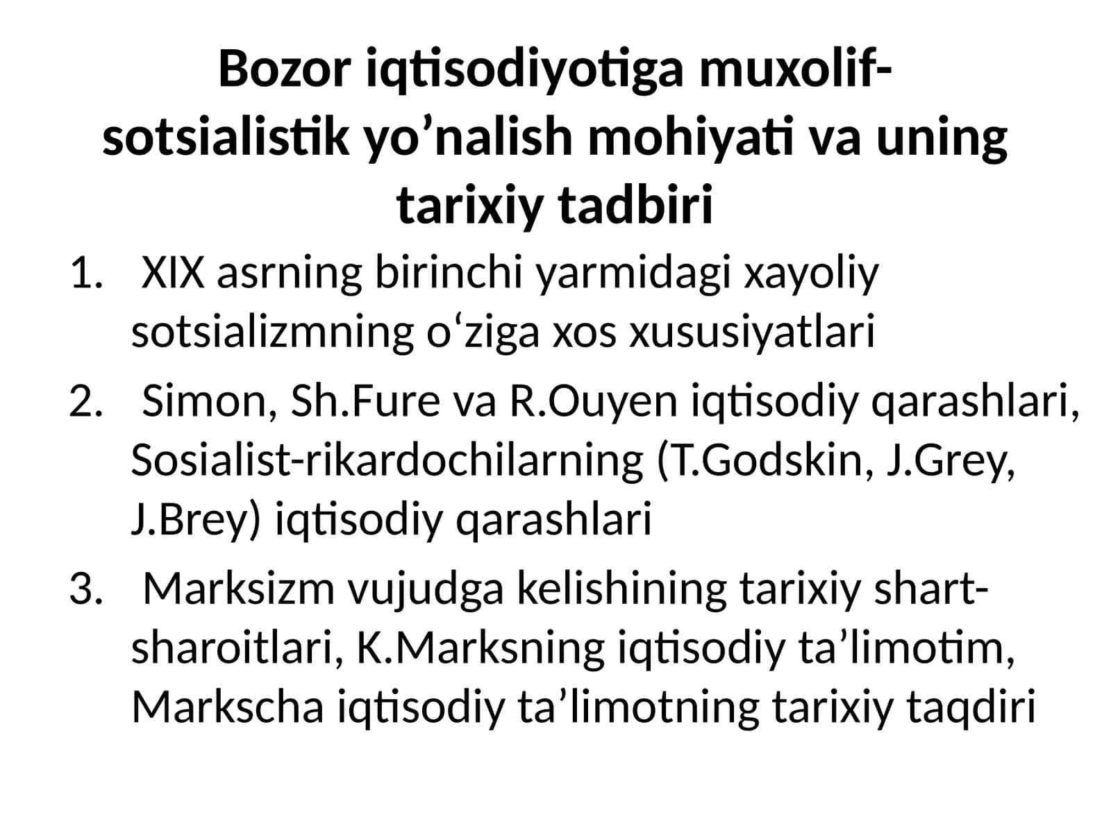 Bozor iqtisodiyotiga muxolif-sotsialistik yo'nalish mohiyati va uning tarixiytadqiri 1