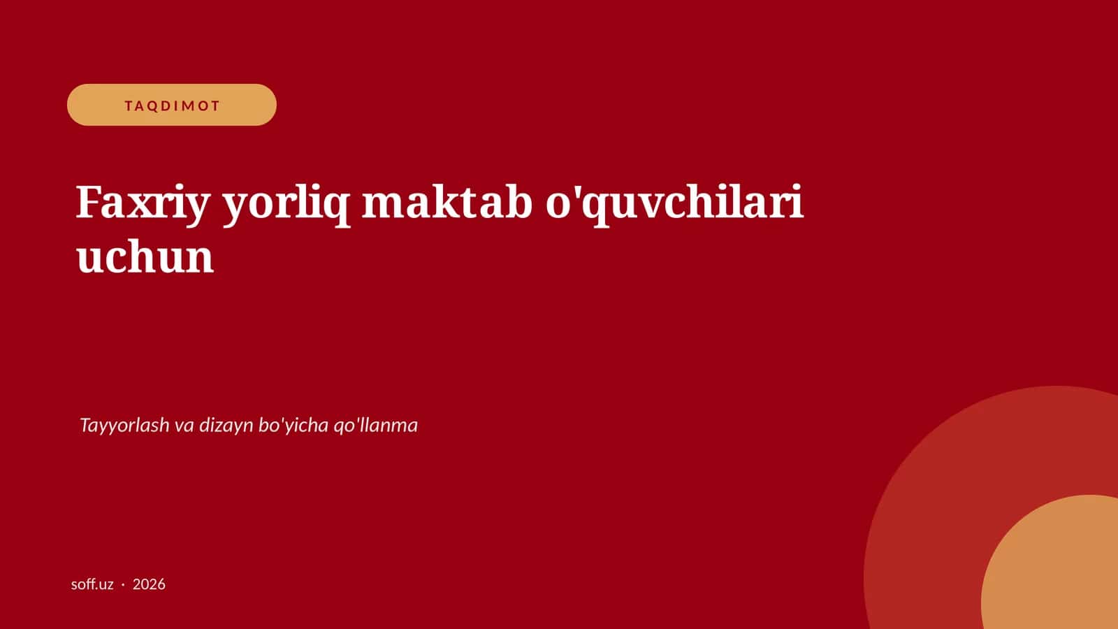 Faxriy yorliq maktab o'quvchilari uchun Tayyorlash va dizayn bo'yicha qo'llanma 1