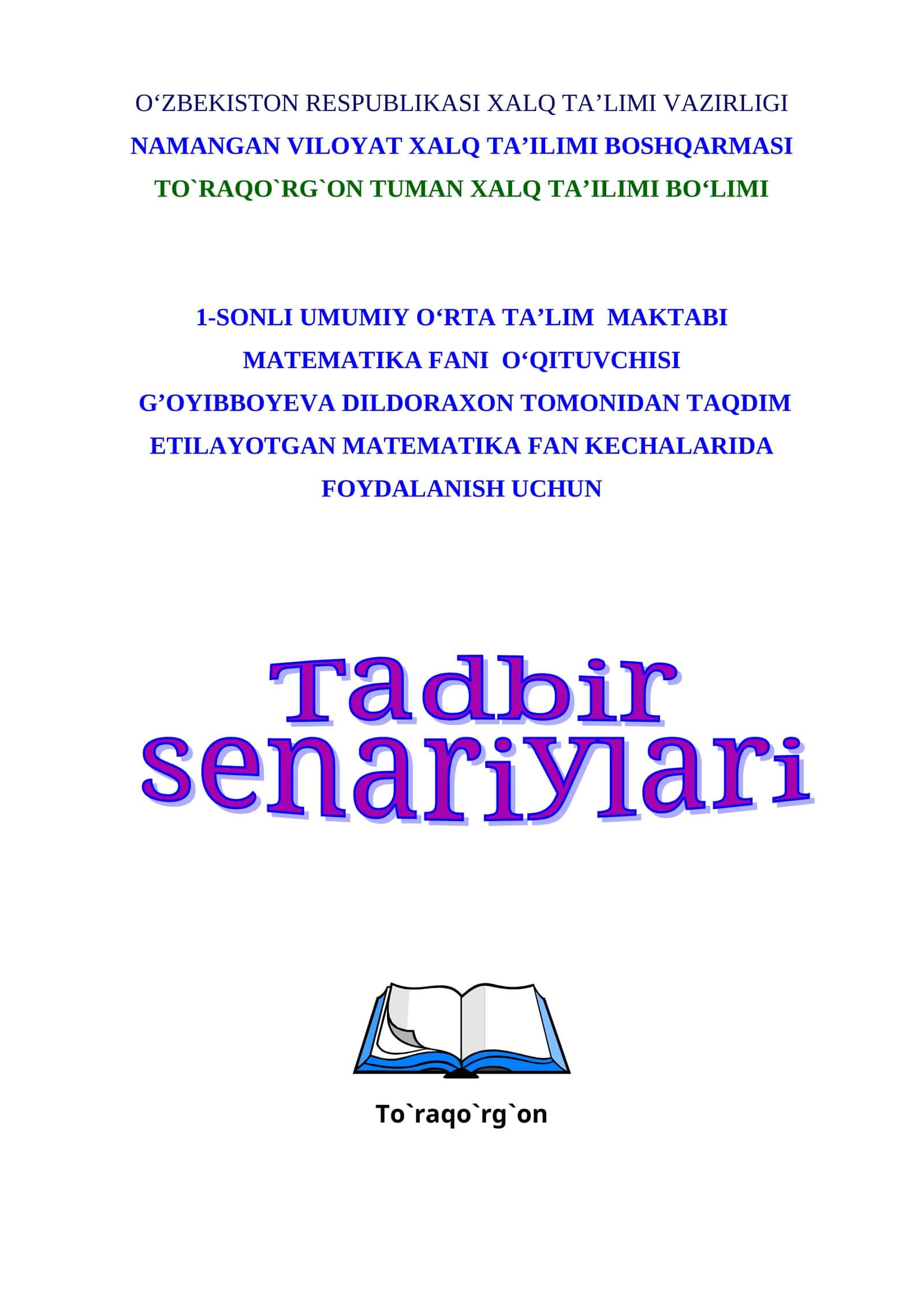 MATEMATIKA FANI O‘QITUVCHISI 1