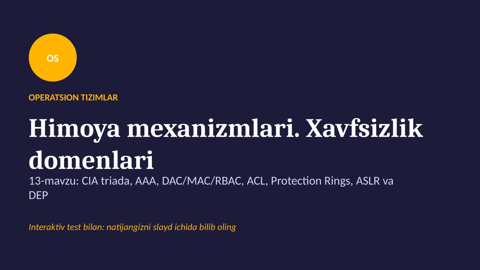 OS OPERATSION TIZIMLAR 1