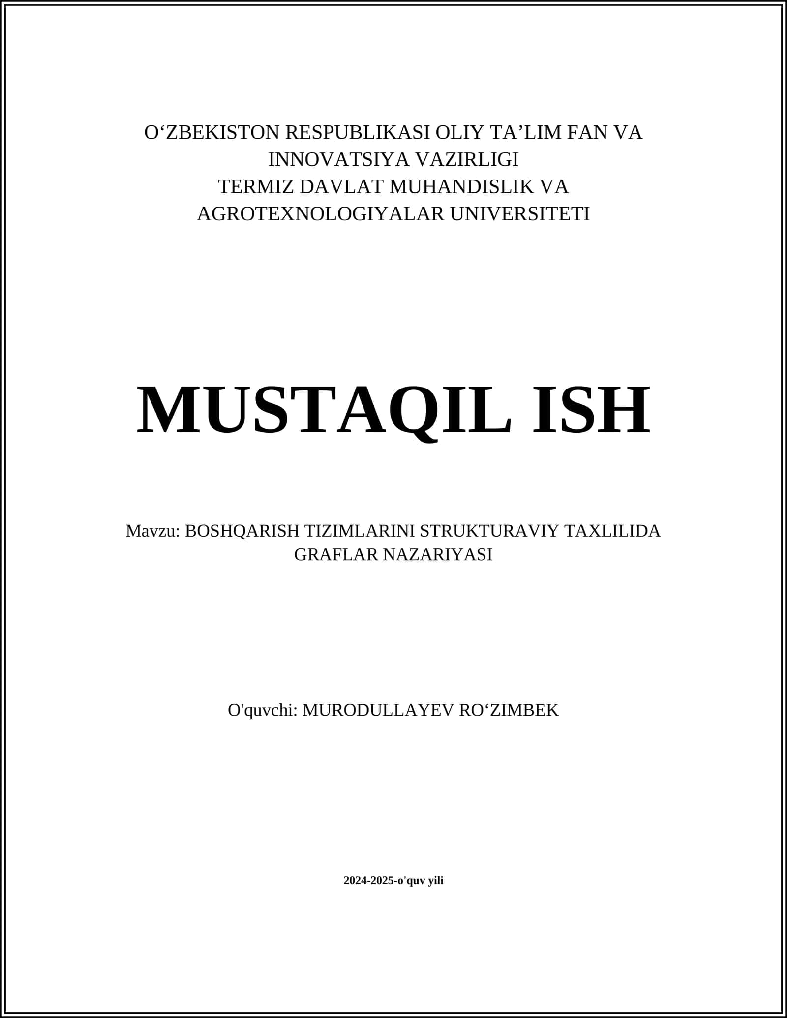 BOSHQARISH TIZIMLARINI STRUKTURAVIY TAXLILIDA GRAFLAR NAZARIYASI 1