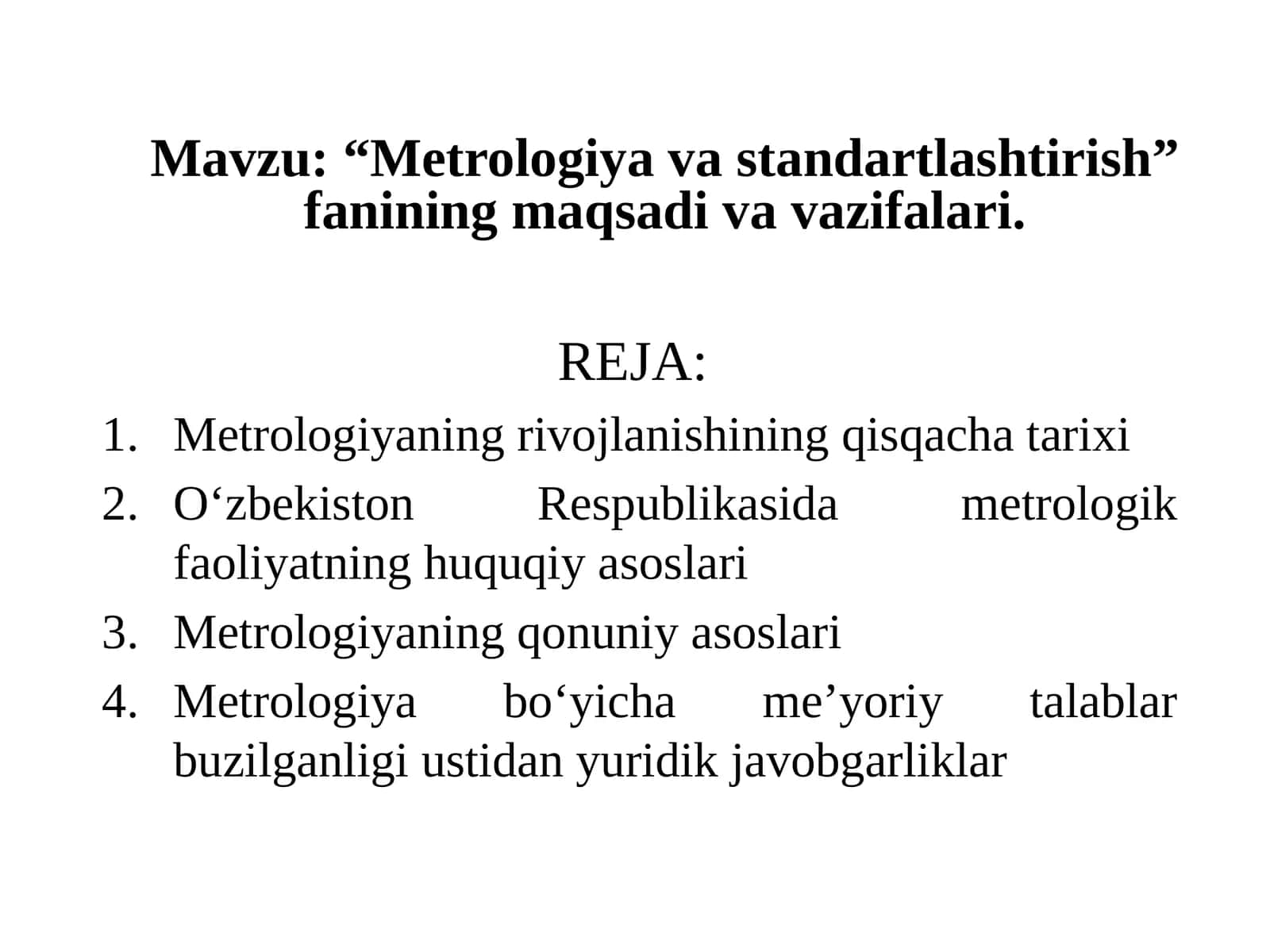 Metrologiya va standartlashtirish 1