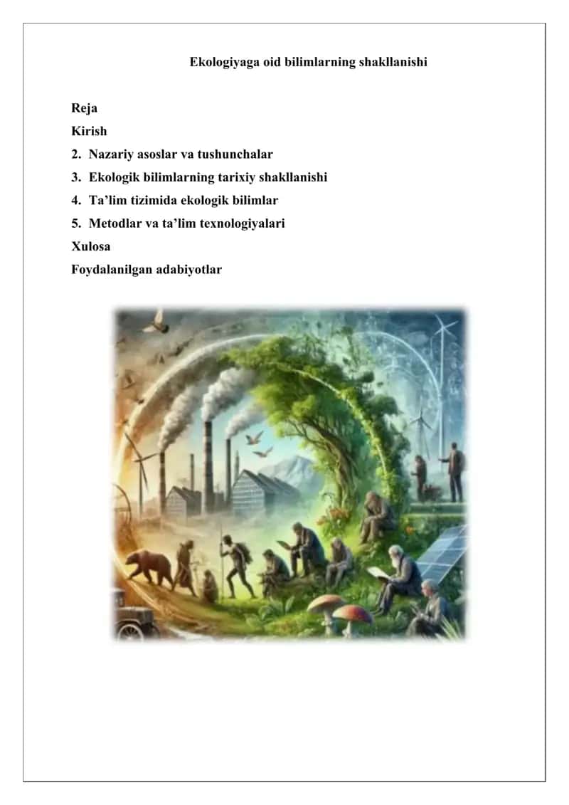 Ekologiyaga oid bilimlarning shakllanishi 1