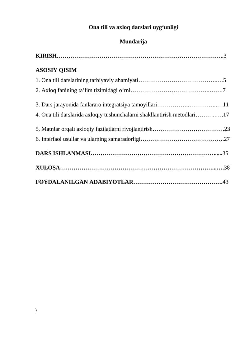 Ona tili va axloq darslari uyg'unligi 1