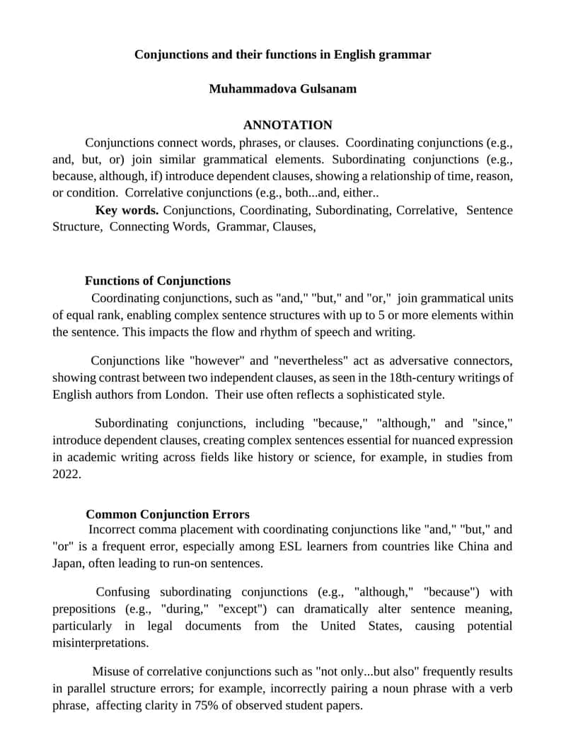 Conjunctions and their functions in English grammar 1