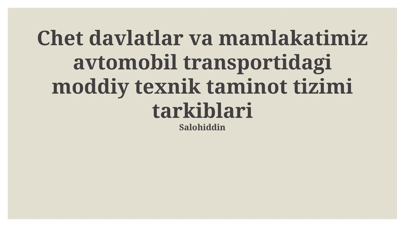 Rivojlangan Mamlakatlardagi Avtotransport Sektorining Materiallar va Texnik Ta'minot Tizimlari 1