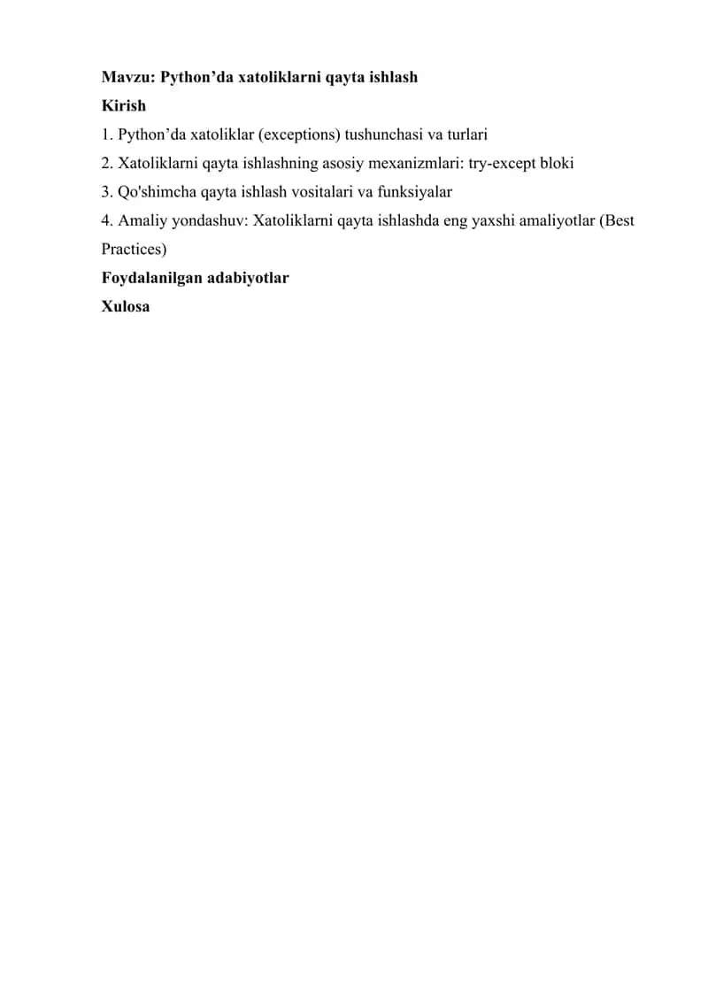 Python’da xatoliklarni qayta ishlash 1