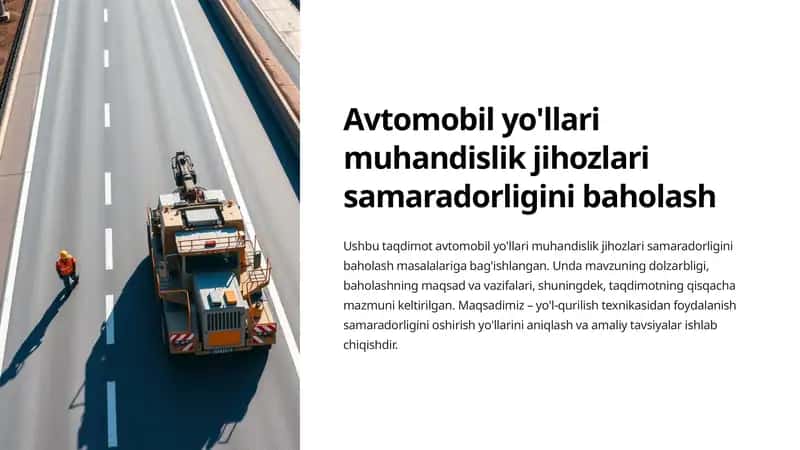 Avtomobil yo'llari muhandislik jihozlari samaradorligini baholash 1