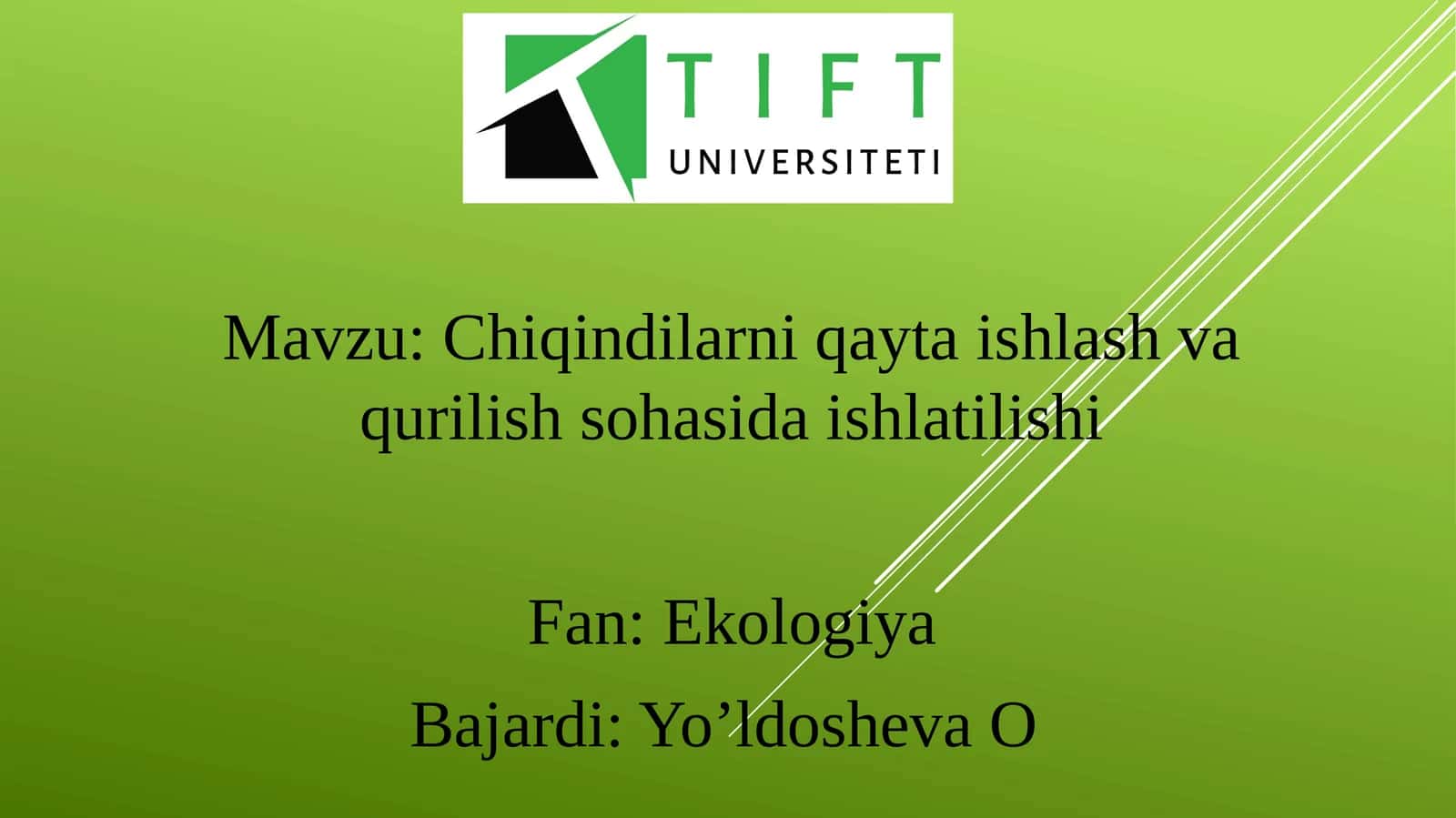Chiqindilarni qayta ishlash va qurilish sohasida ishlatilishi 1