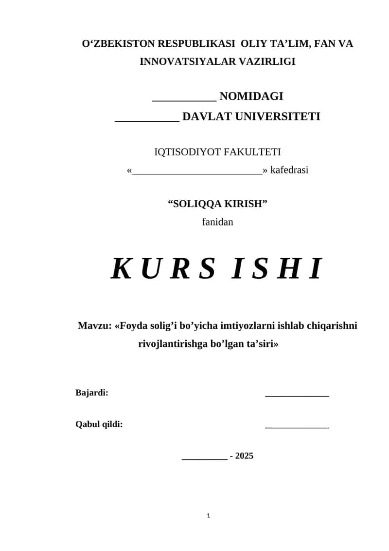 Foyda solig’i bo’yicha imtiyozlarni ishlab chiqarishni rivojlantirishga bo’lgan ta’siri 1