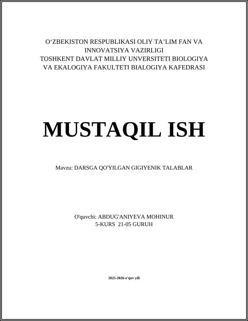 MUSTAQIL ISH 1
