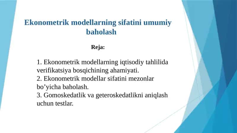 Ekonometrik modellar 1