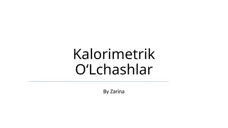 Kalorimetrik OʻLchashlar 1
