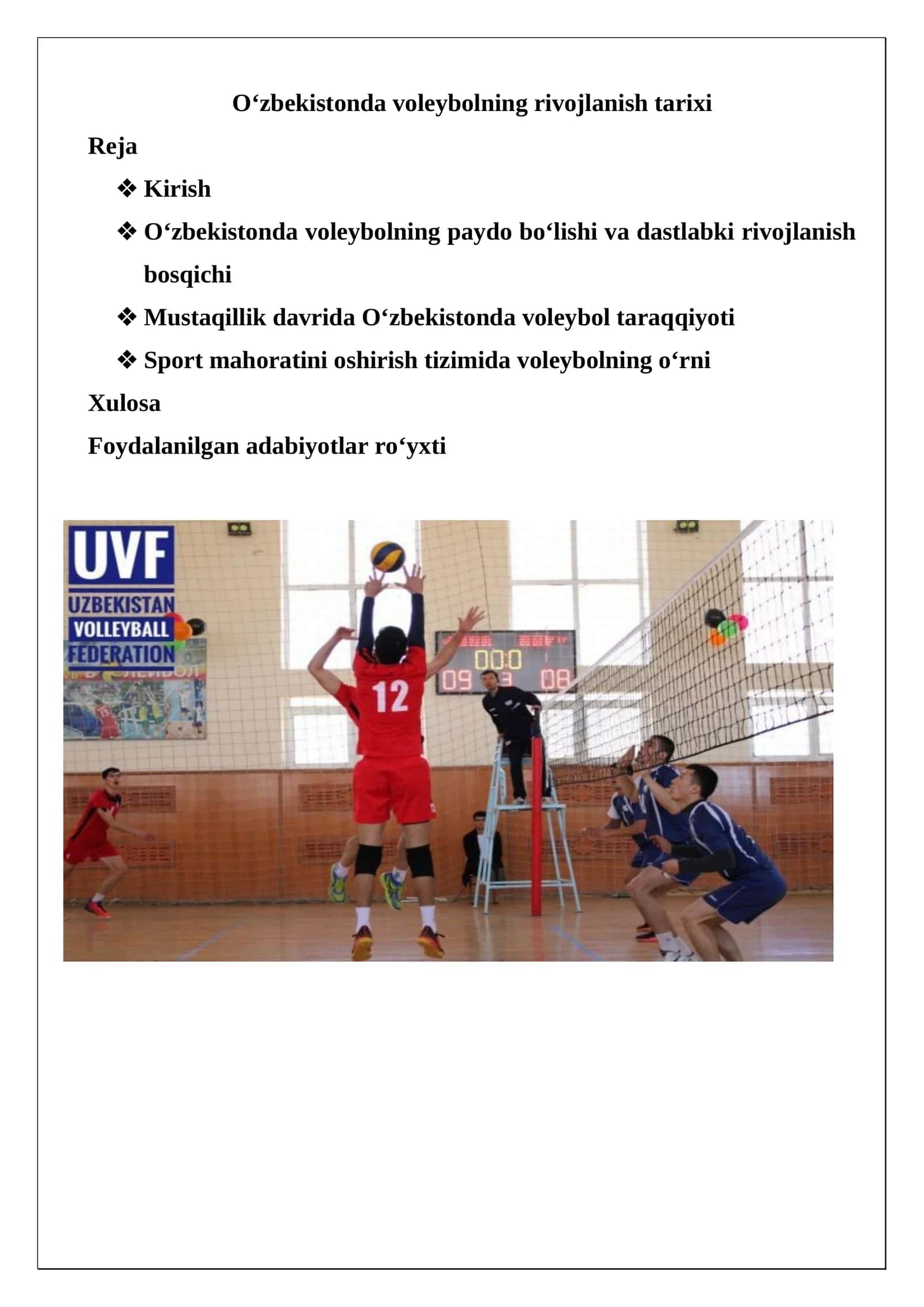 O‘zbekistonda voleybolning rivojlanish tarixi 1