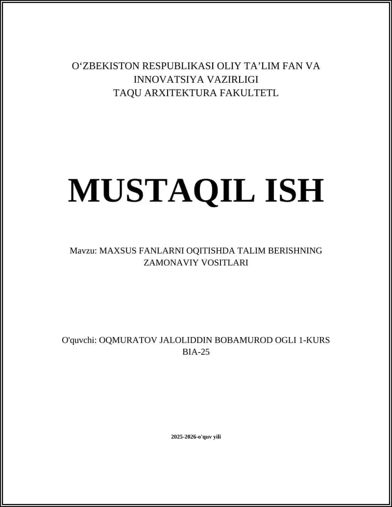 MAXSUS FANLARNI OQITISHDA TALIM BERISHNING ZAMONAVIY VOSITLARI 1