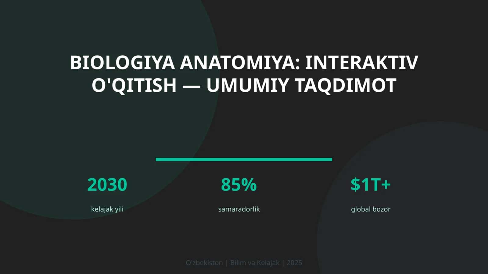 Biologiya anatomiya: interaktiv o'qitish — umumiy taqdimot 1