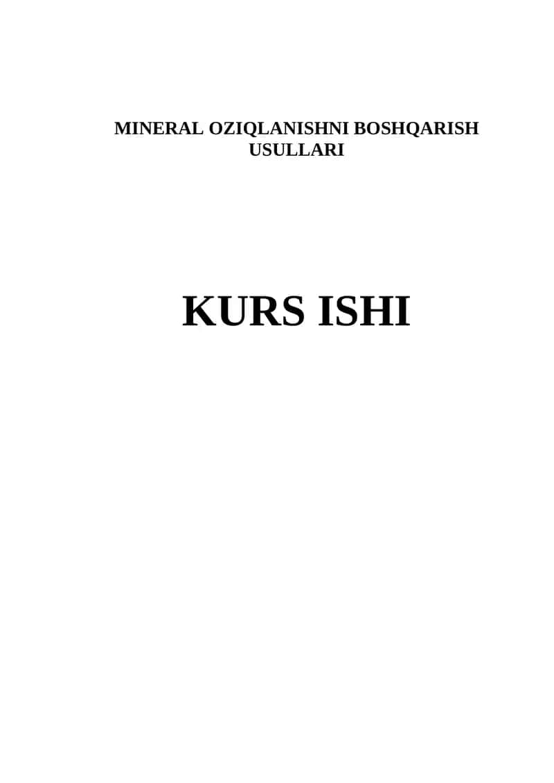 MINERAL OZIQLANISHNI BOSHQARISH USULLARI 1
