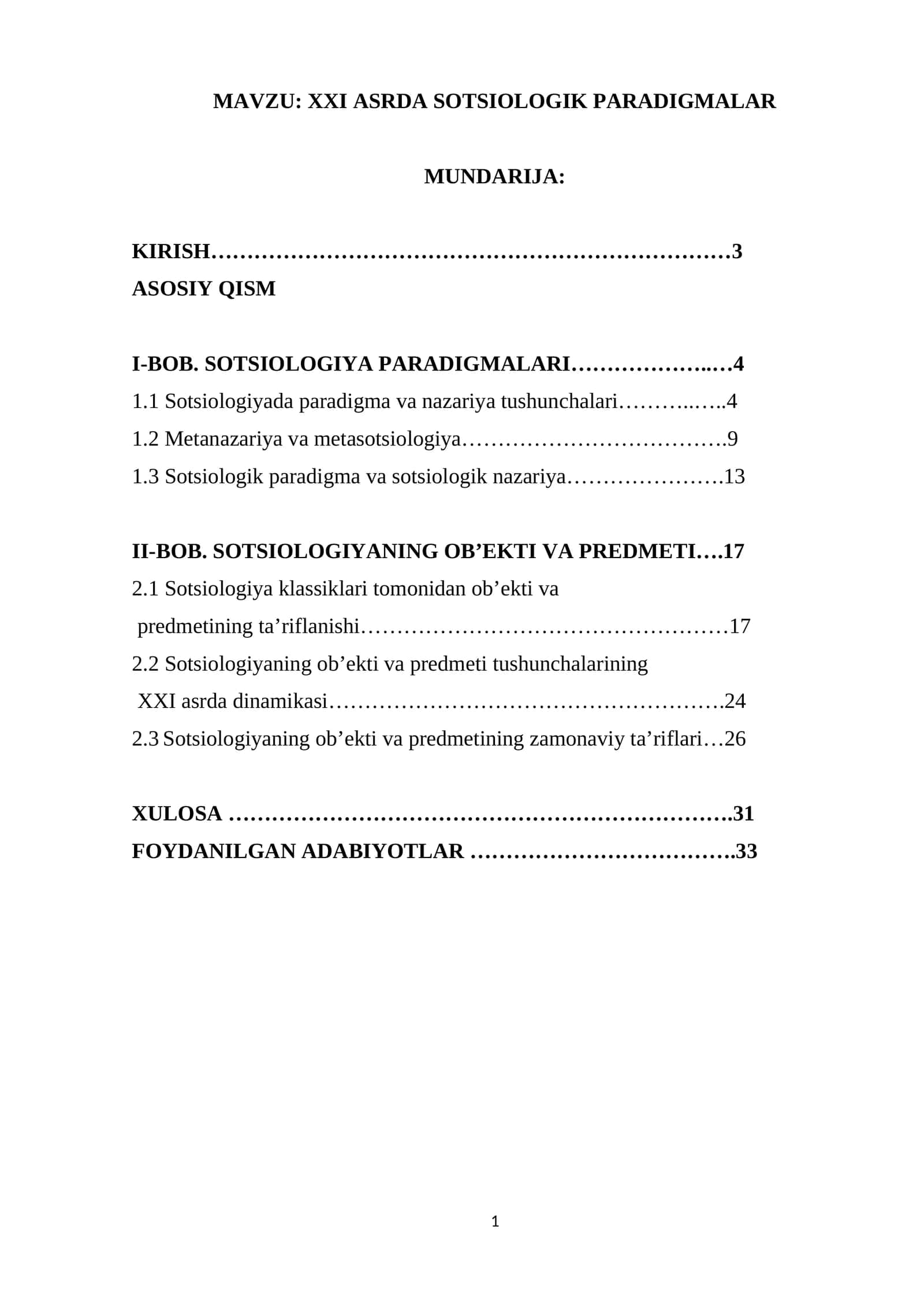 XXI ASRDA SOTSIOLOGIK PARADIGMALAR 1
