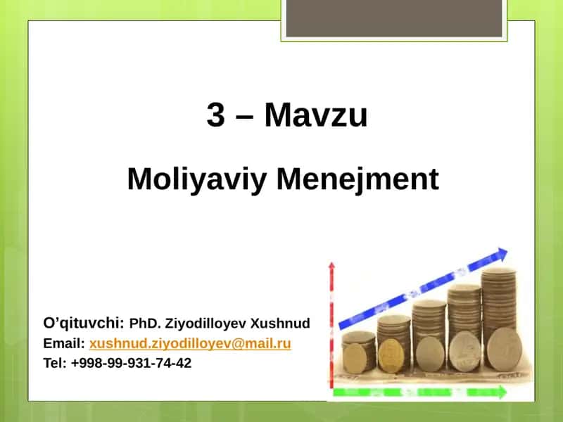 Молиявий менежментнинг математик асослари 1