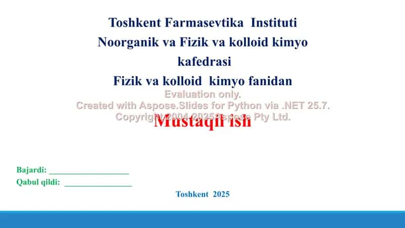 11.1. Kolloid eritmalarning olinishi. Taqdimot, 11 bet 1