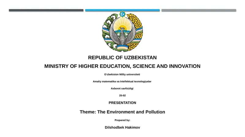 The Environment and Pollution 1