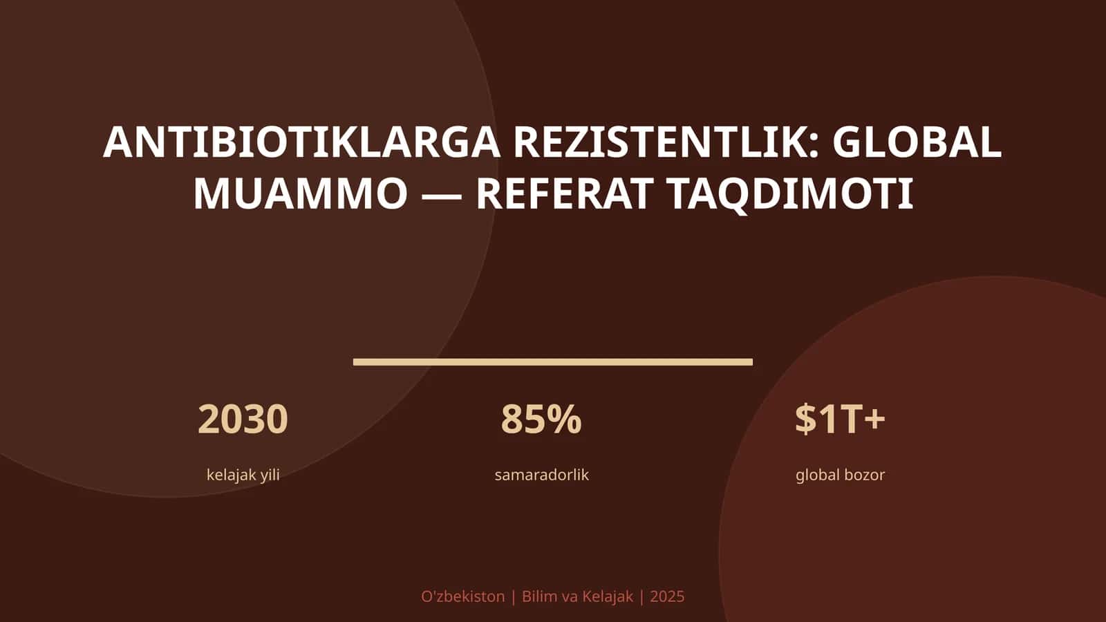 Antibiotiklarga rezistentlik: global muammo — referat taqdimoti 1
