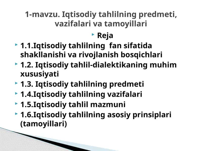 Iqtisodiy tahlilningfansifatidashakllanishivarivojlanishbosqichlari 1