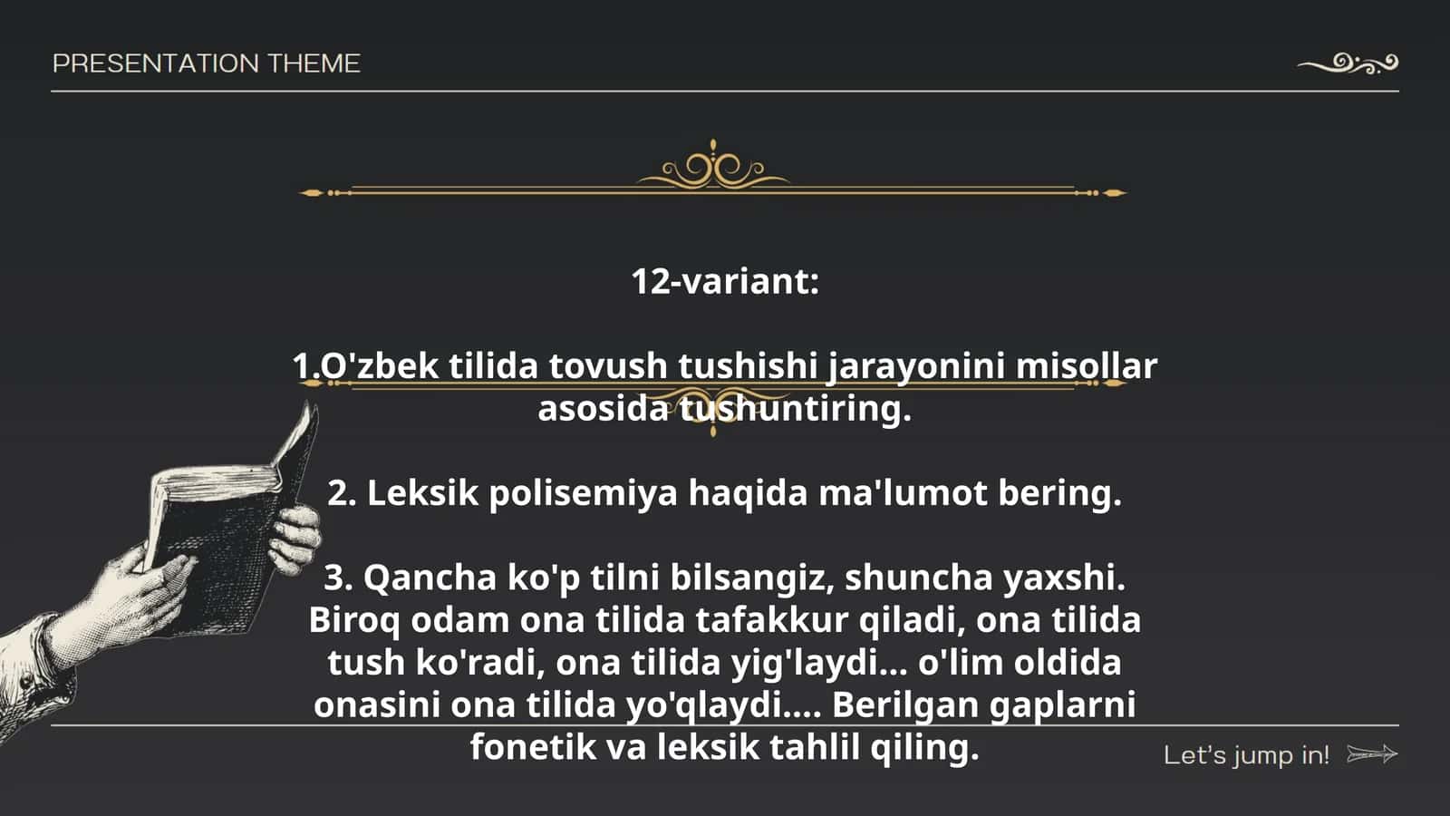 O'zbek tilida tovush tushishi jarayonini misollar asosida tushuntiring 1