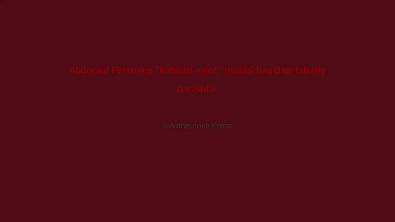 Rahbari najot risolasi haqidagi falsafiy qarashlar 1