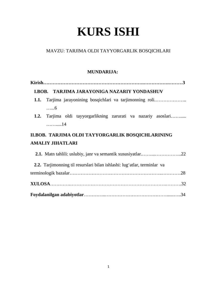 Tarjima Oldi Tayyorgarlik Bosqichlari 1