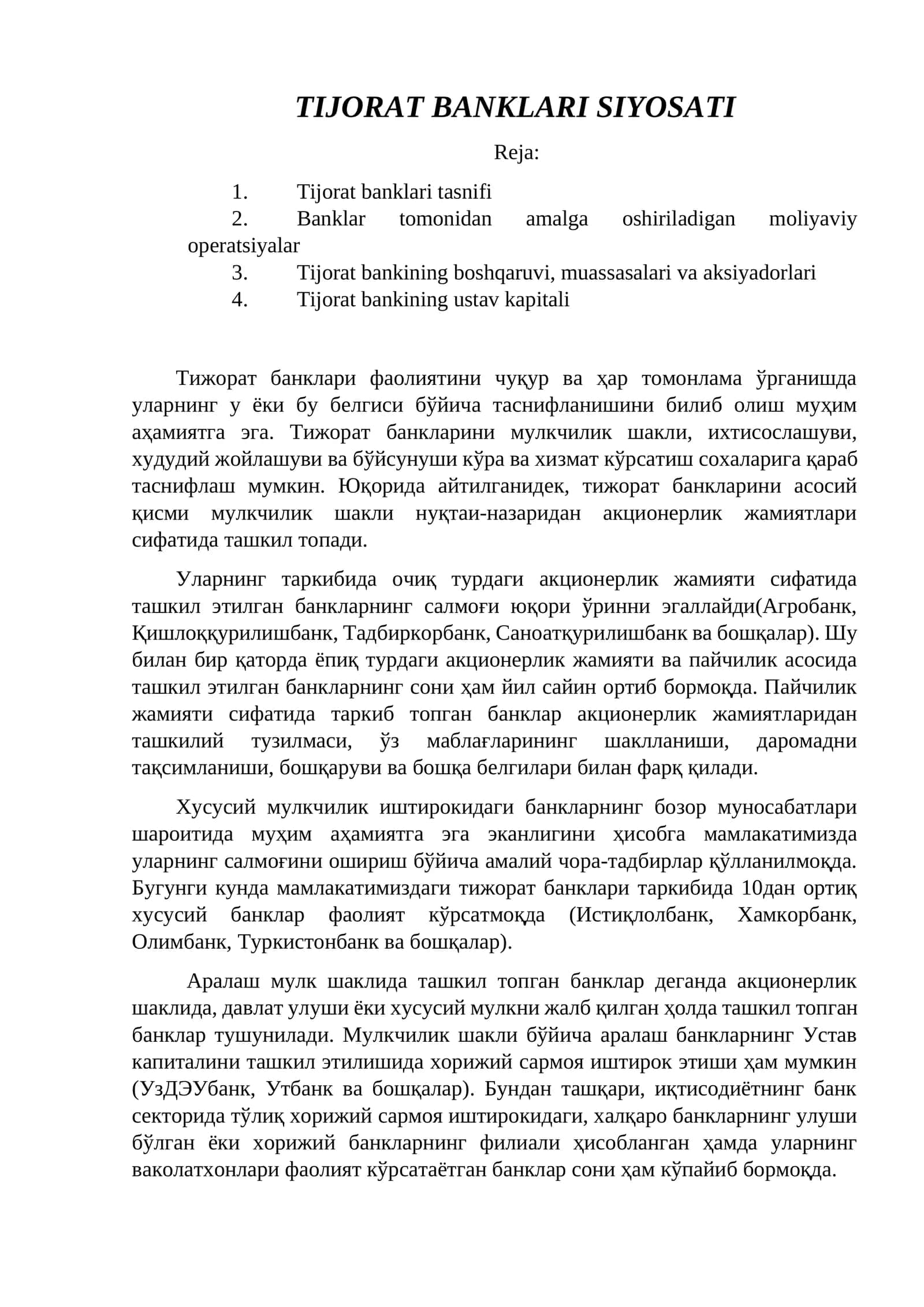 TIJORAT BANKLARI SIYOSATI 1