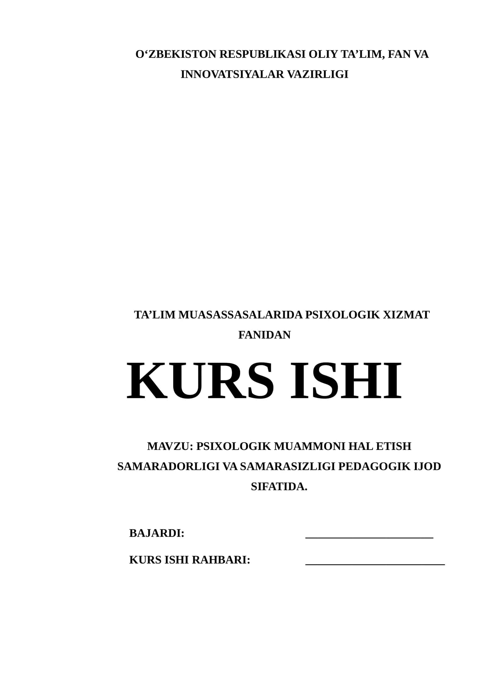 PSIXOLOGIK MUAMMONI HAL ETISH SAMARADORLIGI VA SAMARASIZLIGI PEDAGOGIK IJOD SIFATIDA 1
