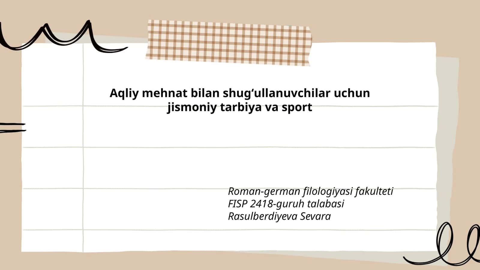 Aqliy mehnat bilan shugʻullanuvchilar uchun jismoniy tarbiya va sport 1