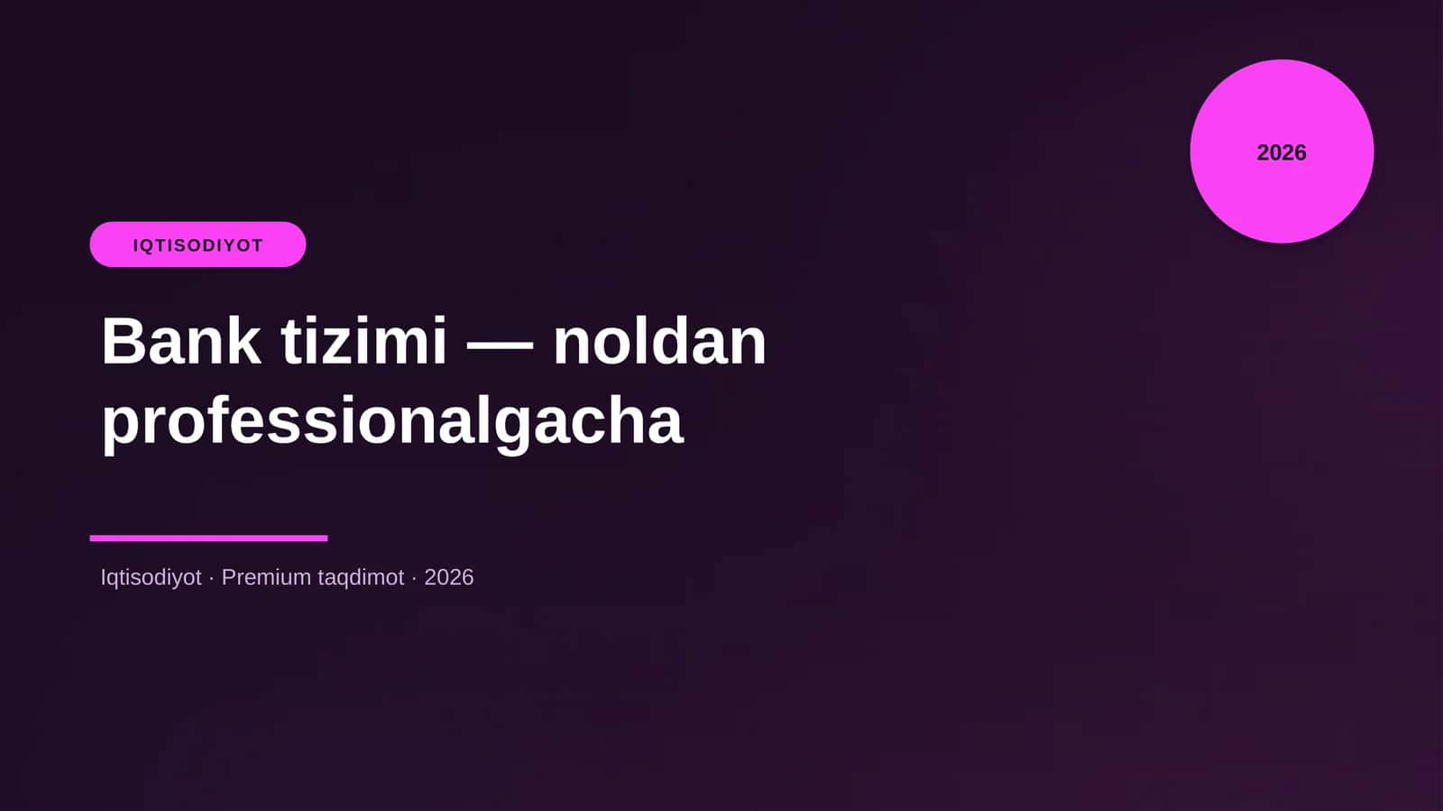 Bank tizimi — noldan professionalgacha 1