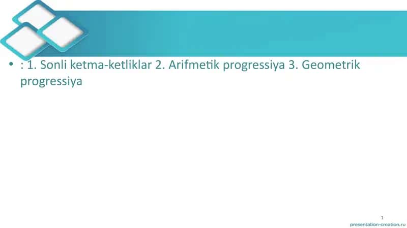 Sonli ketma-ketliklar 1