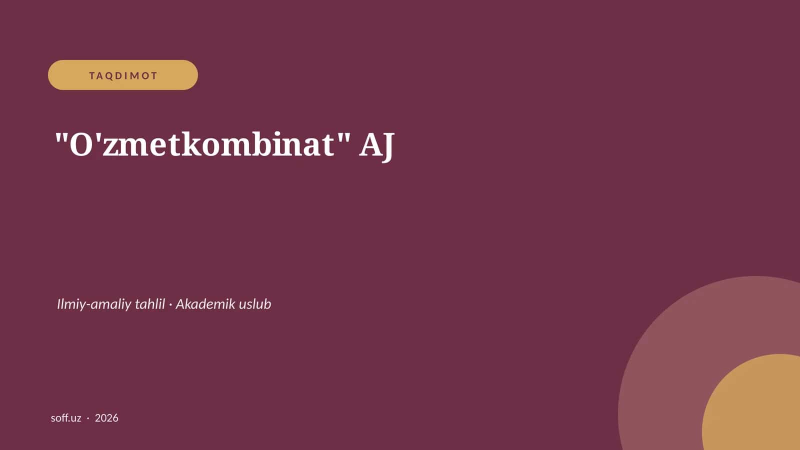 O'zmetkombinat" AJ 1