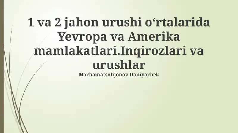 Birinchi va Ikkinchi Jahon urushlari oraligʻidagi Yevropa va Amerika mamlakatlari: Inqirozlar 1
