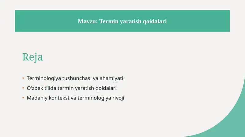 Termin yaratish qoidalari 1