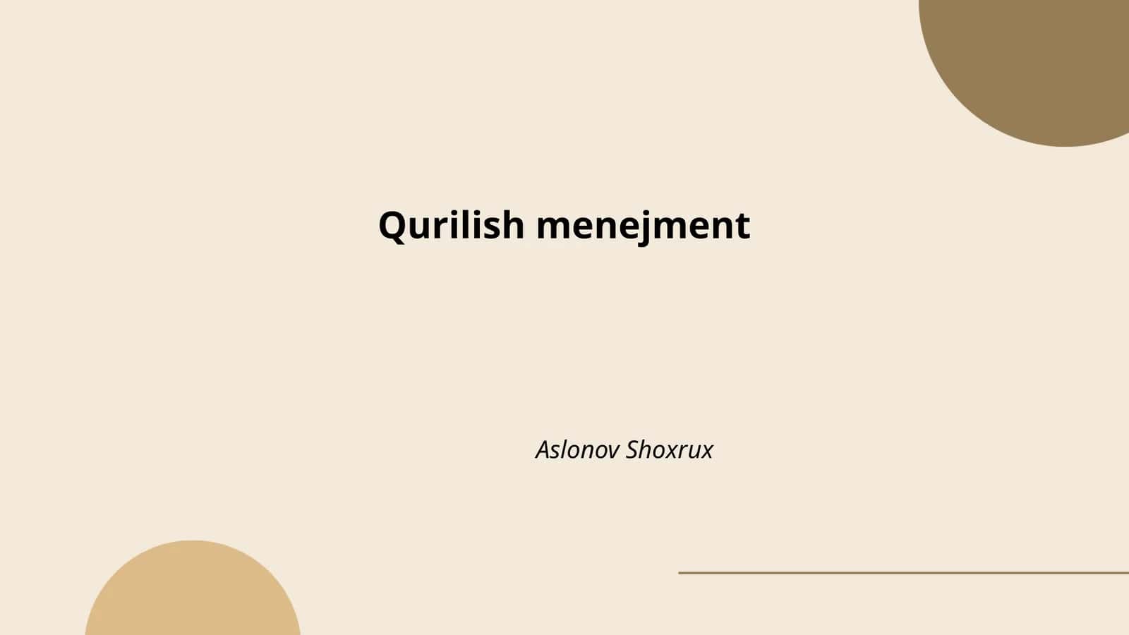 Qurilish menejment 1