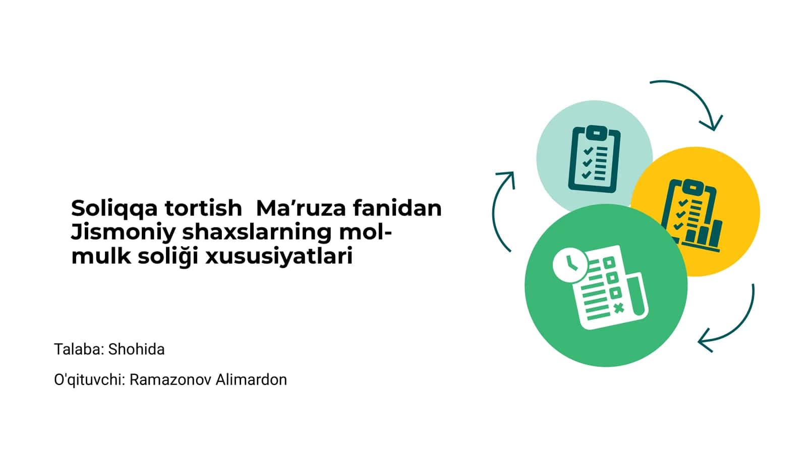 Soliqqa tortish Maʼruza fanidan 1