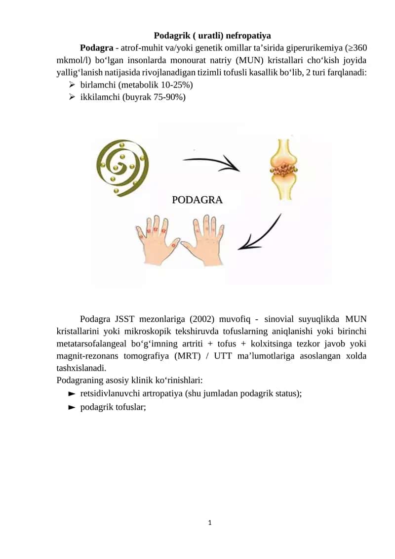 Podagrik ( uratli) nefropatiya 1